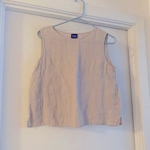 Eileen Fisher beige Italian linen muscle tank blouse